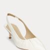Naisten valkoiset Ralph Lauren Lolah Nappan nahkaiset Slingback-korkokengät Naisten valkoiset Ralph Lauren Lolah Nappan nahkaiset Slingback-korkokengät