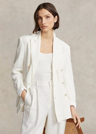 Naisten valkoiset Ralph Lauren -pellavableiserit Naisten valkoiset Ralph Lauren -pellavableiserit