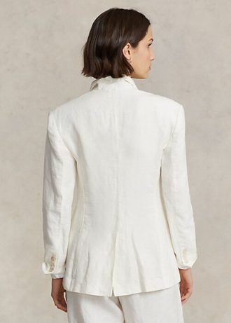 Naisten valkoiset Ralph Lauren -pellavableiserit Naisten valkoiset Ralph Lauren -pellavableiserit