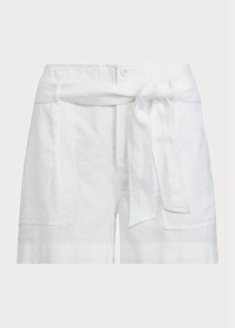Naisten valkoiset Ralph Lauren -pellavashortsit Naisten valkoiset Ralph Lauren -pellavashortsit
