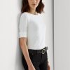 Naisten valkoiset Ralph Lauren -puuvillaneulepuserot Naisten valkoiset Ralph Lauren -puuvillaneulepuserot