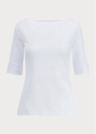 Naisten valkoiset Ralph Lauren -puuvillaneulepuserot Naisten valkoiset Ralph Lauren -puuvillaneulepuserot