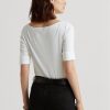 Naisten valkoiset Ralph Lauren -puuvillaneulepuserot Naisten valkoiset Ralph Lauren -puuvillaneulepuserot