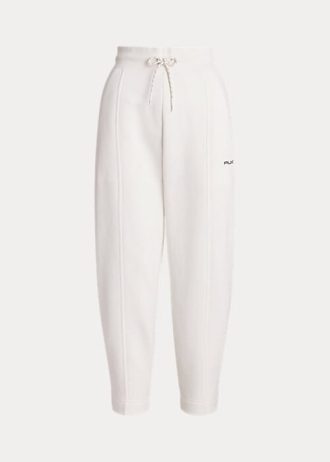Naisten valkoiset Ralph Lauren -puuvillasekoite-fleece-porkkana collegehousut