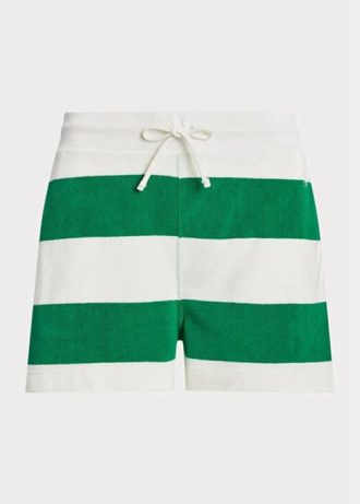 Naisten valkoiset Ralph Lauren -raidalliset urheilushortsit Naisten valkoiset Ralph Lauren -raidalliset urheilushortsit