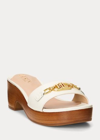 Naisten valkoiset Ralph Lauren Roxanne Nappa -nahkasandaalit
