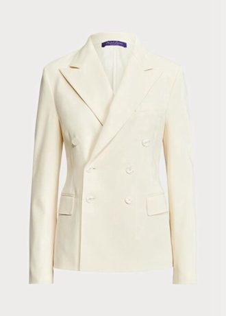Naisten valkoiset Ralph Lauren Safford -villaiset Gabardine-bleiserit Naisten valkoiset Ralph Lauren Safford -villaiset Gabardine-bleiserit