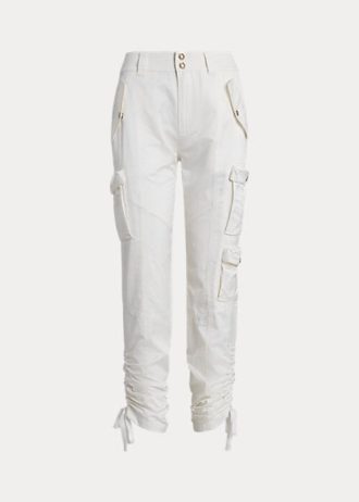 Naisten valkoiset Ralph Lauren Shantung Cargo -housut Naisten valkoiset Ralph Lauren Shantung Cargo -housut