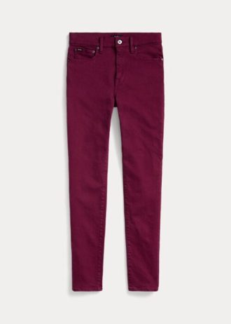 Naisten viininpunaiset Ralph Lauren Tompkinsin korkeat kapeat farkut Naisten viininpunaiset Ralph Lauren Tompkinsin korkeat kapeat farkut