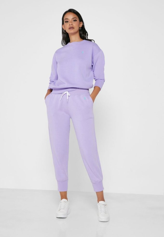 Naisten violetit Ralph Lauren leveälahkeiset lenkkeilyhousut