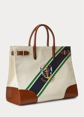 Natural/Graphic Stripe naisten Ralph Lauren Print Canvas Suuret Devyn Kangaskassit