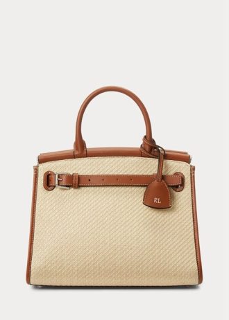 Natural naisten Ralph Lauren Raffia & Calfskin Medium RL50 käsilaukku