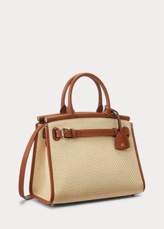 Natural naisten Ralph Lauren Raffia & Calfskin Medium RL50 käsilaukku