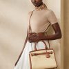 Natural naisten Ralph Lauren Raffia & Calfskin Medium RL50 käsilaukku
