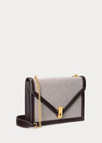 Natural / Tupakka Naisten Ralph Lauren Polo ID Canvas kirjekuori ketju Crossbody laukut