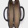 Nautical Rope Print naisten Ralph Lauren Crosshatch -nahkaiset suuret Hanna-laukut Nautical Rope Print naisten Ralph Lauren Crosshatch -nahkaiset suuret Hanna-laukut