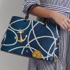 Nautical Rope Print naisten Ralph Lauren Crosshatch -nahkaiset suuret Hanna-laukut Nautical Rope Print naisten Ralph Lauren Crosshatch -nahkaiset suuret Hanna-laukut