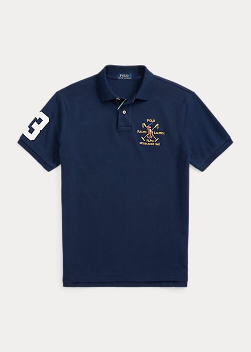 Navy Miesten Ralph Lauren Classic Fit Crest Mesh -poolopaidat Navy Miesten Ralph Lauren Classic Fit Crest Mesh -poolopaidat