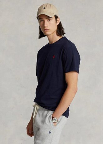 Navy Miesten Ralph Lauren Classic Fit Jersey Crewneck T-paidat