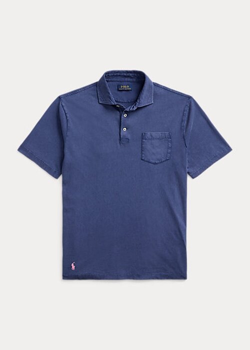 Navy Miesten Ralph Lauren Classic Fit puuvilla-pellava poolopaidat Navy Miesten Ralph Lauren Classic Fit puuvilla-pellava poolopaidat