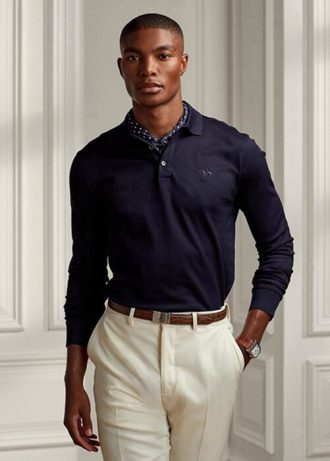 Navy Miesten Ralph Lauren Custom Slim Fit Pique poolopaidat Navy Miesten Ralph Lauren Custom Slim Fit Pique poolopaidat
