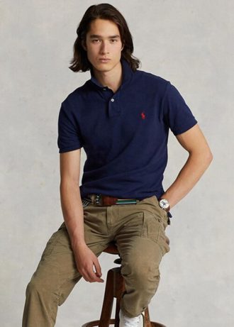 Navy miesten Ralph Lauren Slim Fit mesh poolopaidat Navy miesten Ralph Lauren Slim Fit mesh poolopaidat