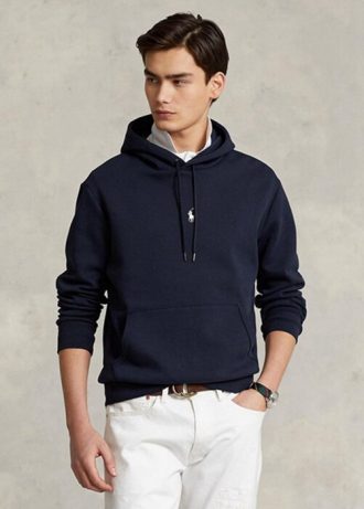 Navy miesten Ralph Lauren tuplaneulottu huppari