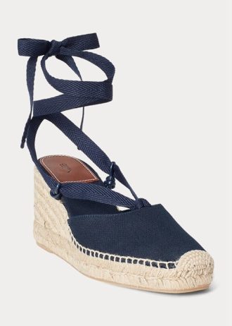Navy naisten Ralph Lauren Canvas Wedge Espadrille