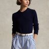 Navy naisten Ralph Lauren Cotton Crewneck -neulepuserot Navy naisten Ralph Lauren Cotton Crewneck -neulepuserot