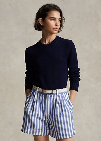 Navy naisten Ralph Lauren Cotton Crewneck -neulepuserot Navy naisten Ralph Lauren Cotton Crewneck -neulepuserot