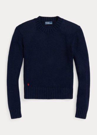 Navy naisten Ralph Lauren Cotton Crewneck -neulepuserot Navy naisten Ralph Lauren Cotton Crewneck -neulepuserot