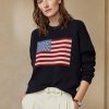 Navy naisten Ralph Lauren Flag Cashmere Crewneck neulepuserot Navy naisten Ralph Lauren Flag Cashmere Crewneck neulepuserot