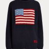 Navy naisten Ralph Lauren Flag Cashmere Crewneck neulepuserot Navy naisten Ralph Lauren Flag Cashmere Crewneck neulepuserot