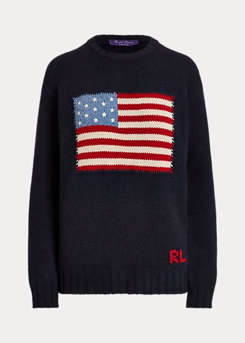 Navy naisten Ralph Lauren Flag Cashmere Crewneck neulepuserot Navy naisten Ralph Lauren Flag Cashmere Crewneck neulepuserot