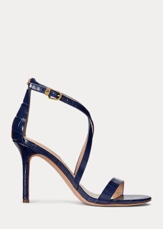 Navy naisten Ralph Lauren Gabriele kohokuvioidut nahkasandaalit Navy naisten Ralph Lauren Gabriele kohokuvioidut nahkasandaalit