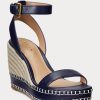 Navy naisten Ralph Lauren Hilarie Nahkainen Espadrille Navy naisten Ralph Lauren Hilarie Nahkainen Espadrille