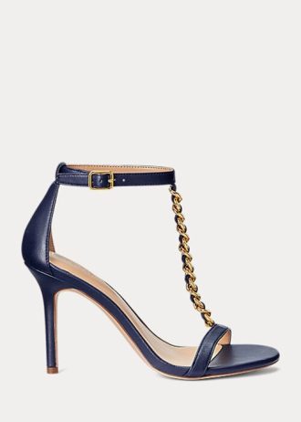 Navy naisten Ralph Lauren Kate Nappa -nahkasandaalit Navy naisten Ralph Lauren Kate Nappa -nahkasandaalit