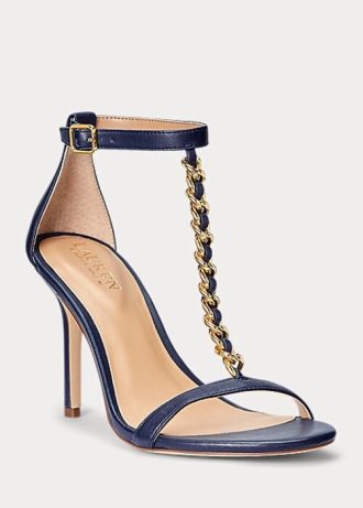Navy naisten Ralph Lauren Kate Nappa -nahkasandaalit Navy naisten Ralph Lauren Kate Nappa -nahkasandaalit