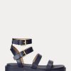 Navy naisten Ralph Lauren Kayleen Nappa -nahkasandaalit