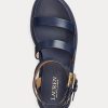 Navy naisten Ralph Lauren Kayleen Nappa -nahkasandaalit