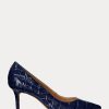 Navy naisten Ralph Lauren Lanette kohokuvioidut nahkakorkokengät Navy naisten Ralph Lauren Lanette kohokuvioidut nahkakorkokengät