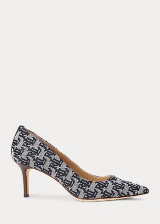 Navy naisten Ralph Lauren Lanette Monogram Jacquard-korkokengät