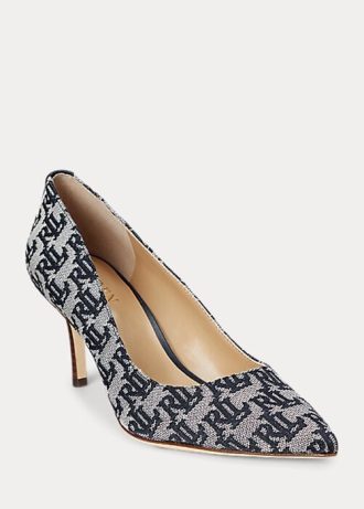 Navy naisten Ralph Lauren Lanette Monogram Jacquard-korkokengät