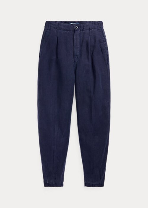 Navy naisten Ralph Lauren laskostettu pellava-sekoite Twill Pants Navy naisten Ralph Lauren laskostettu pellava-sekoite Twill Pants