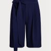 Navy naisten Ralph Lauren laskostetut Georgette-leveälahkeiset shortsit Navy naisten Ralph Lauren laskostetut Georgette-leveälahkeiset shortsit