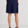 Navy naisten Ralph Lauren laskostetut Georgette-leveälahkeiset shortsit Navy naisten Ralph Lauren laskostetut Georgette-leveälahkeiset shortsit