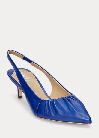 Navy naisten Ralph Lauren Lolah Nappan nahkaiset Slingback-korkokengät