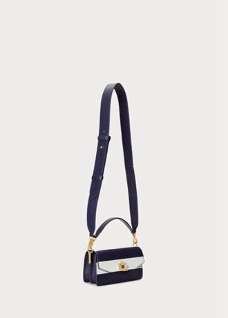 Navy naisten Ralph Lauren nahkaiset pienet Tayler Crossbody laukut