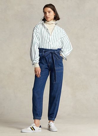 Navy naisten Ralph Lauren Paperbag Jogger Farkut