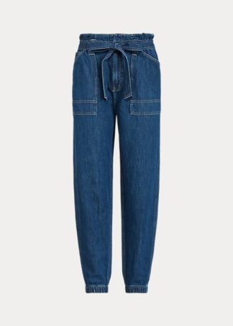 Navy naisten Ralph Lauren Paperbag Jogger Farkut